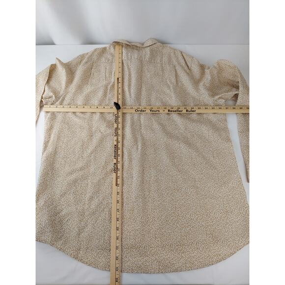 Michael Kors NWT Linen Blend Leaf Print Mens Button Up Shirt Beige XXL - Picture 8 of 8